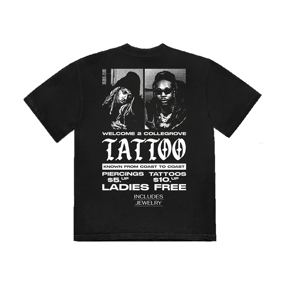 Collegrove Tattoo T-Shirt on Black - Back 